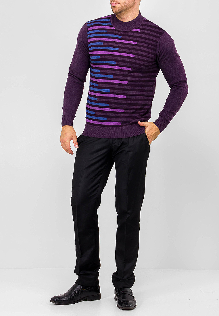 G121-12-полосы (т.фиол./бордо) Джемпер мужской