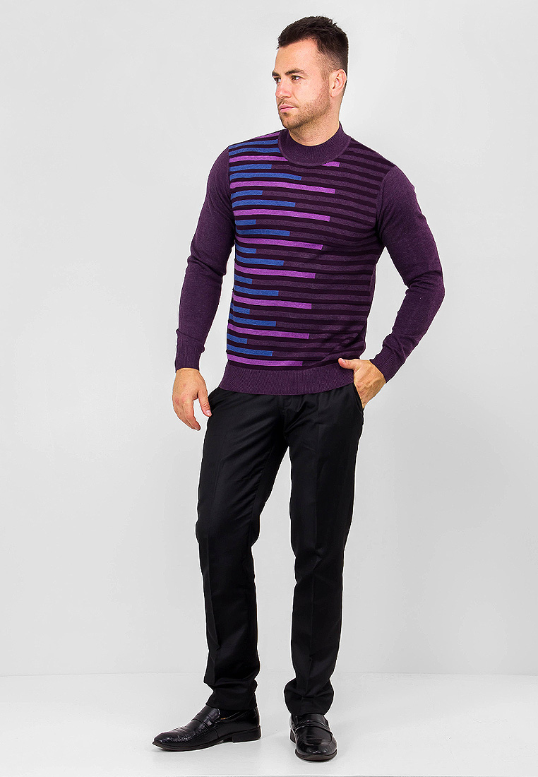 G121-12-полосы (т.фиол./бордо) Джемпер мужской