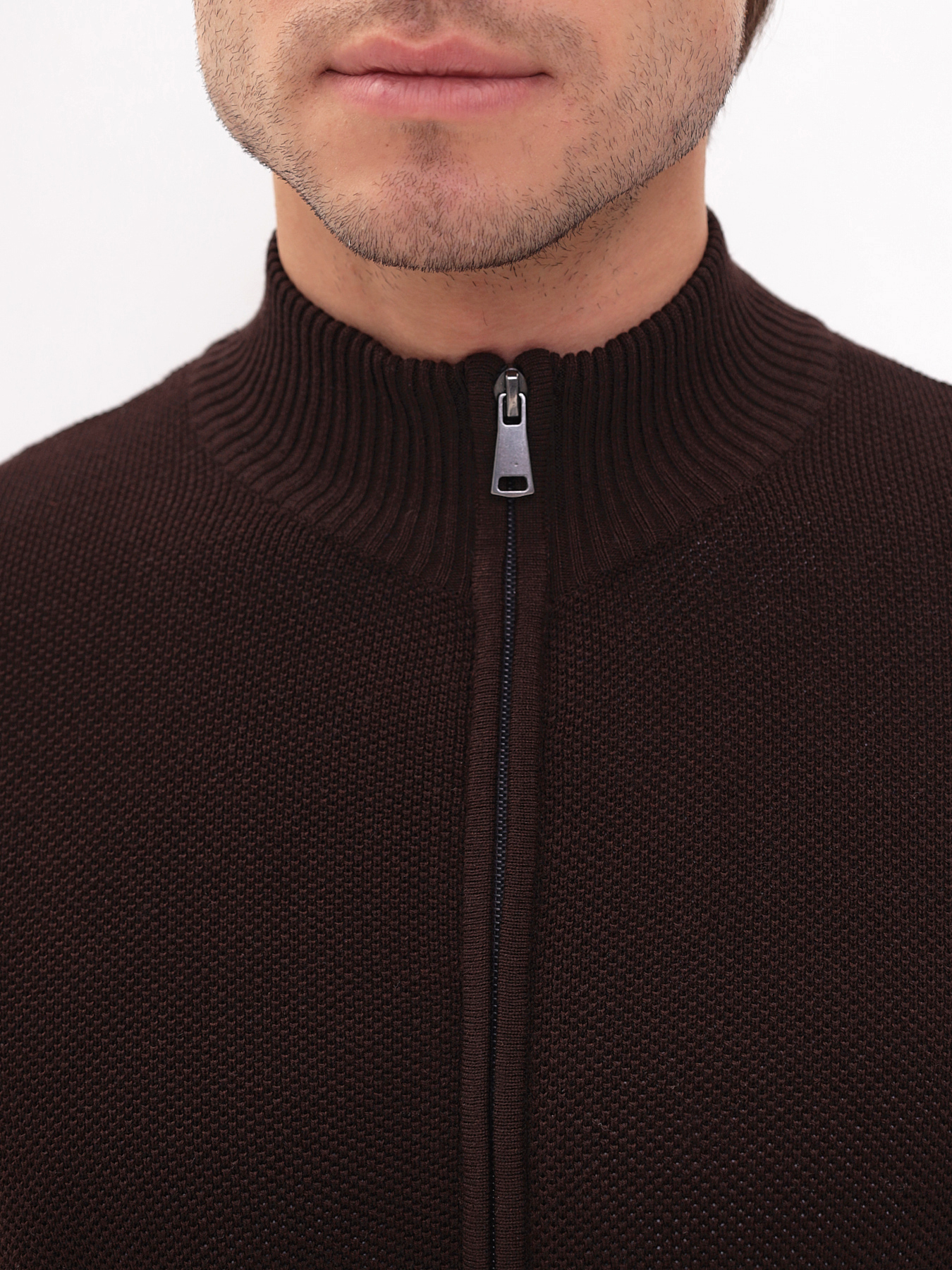 G139-25С пике (коричневый) Кардиган мужской