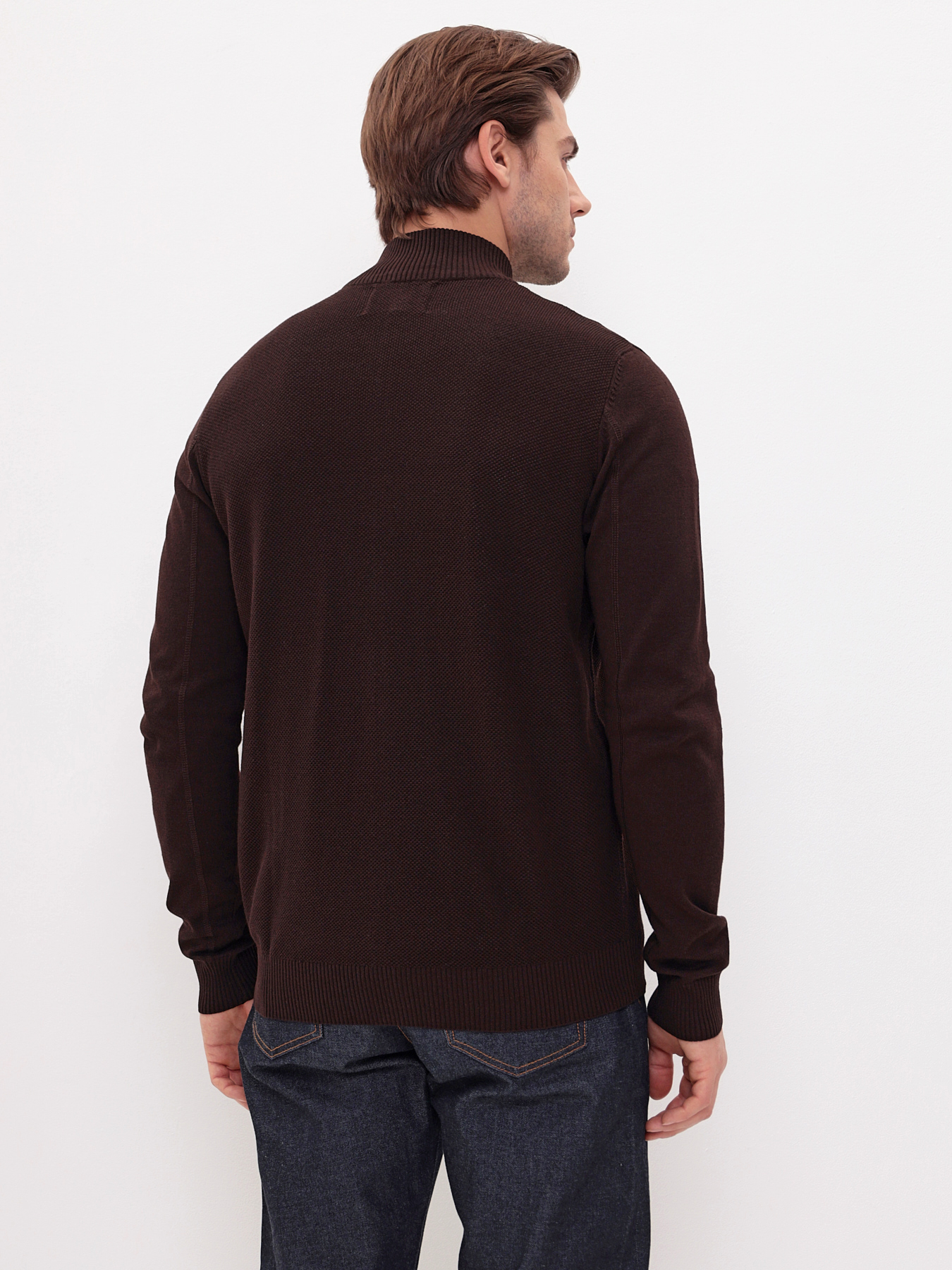 G139-25С пике (коричневый) Кардиган мужской