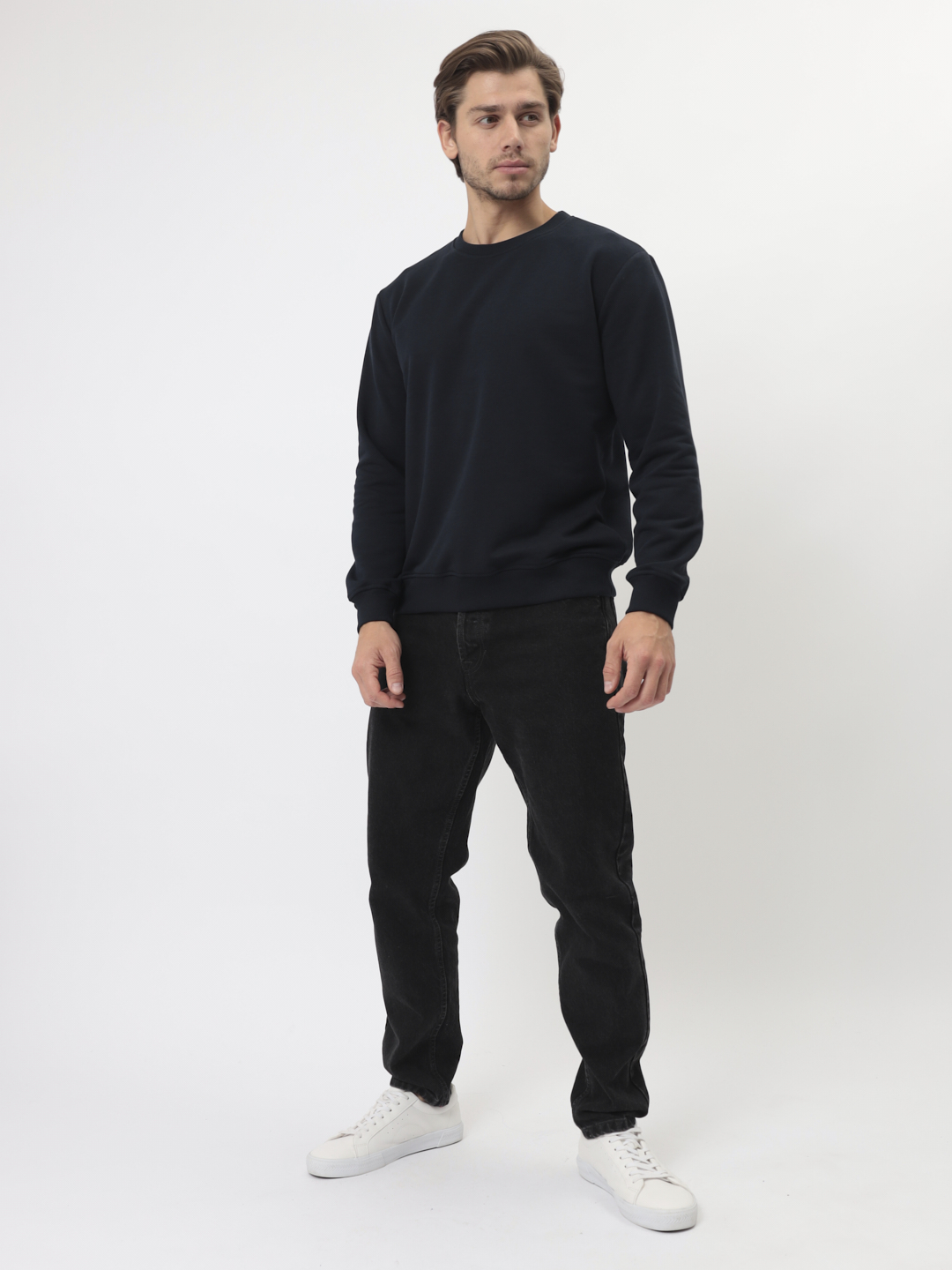 G121-UT03-23 (черно-синий) Свитшот мужской