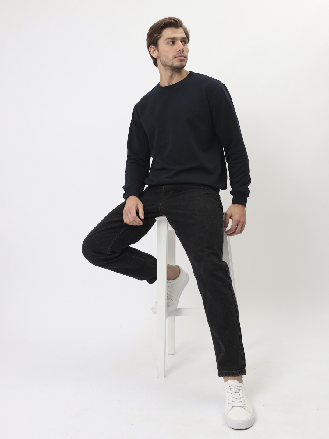 G121-UT03-23 (черно-синий) Свитшот мужской