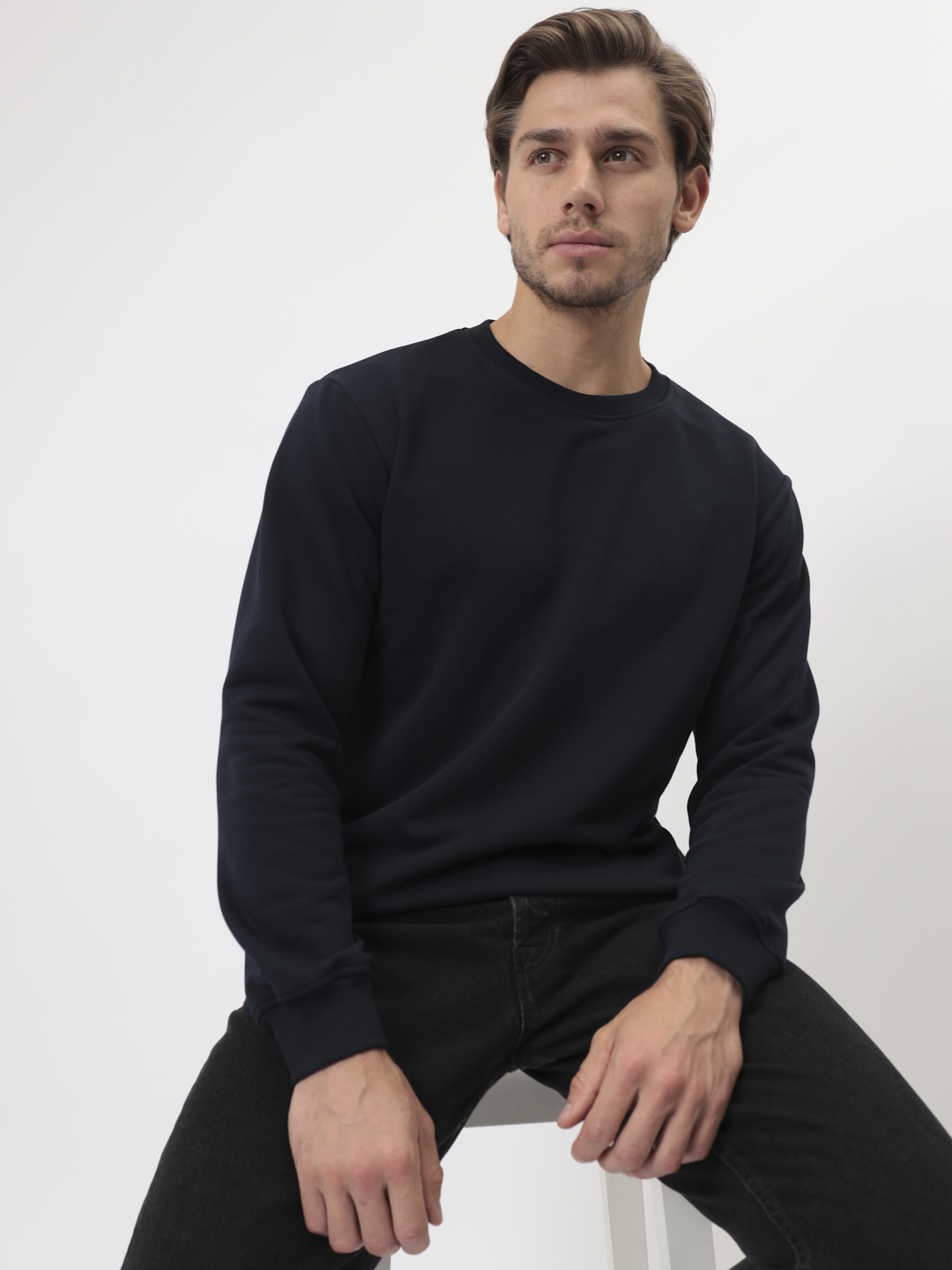 G121-UT03-23 (черно-синий) Свитшот мужской