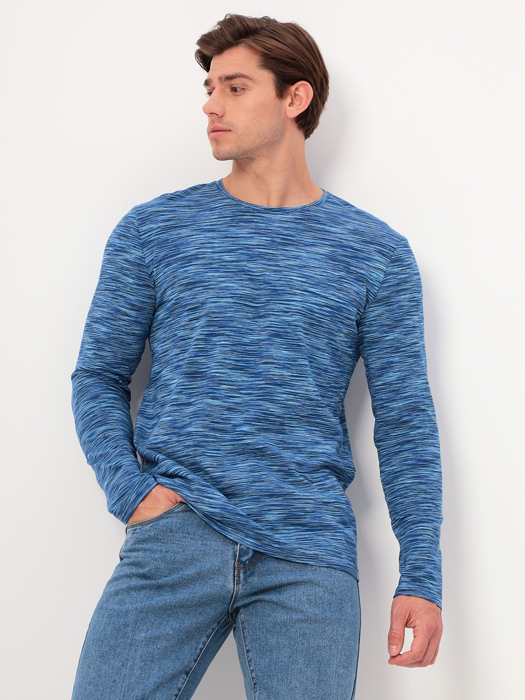 G165-KM-OR1030 (голубой) Футболка мужская длинный рукав