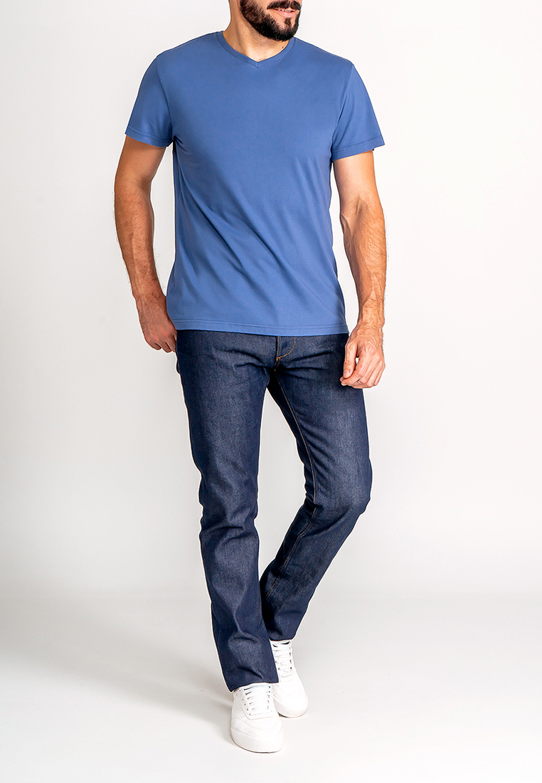 G146-RD-6035 (джинс) Футболка мужская короткий рукав
