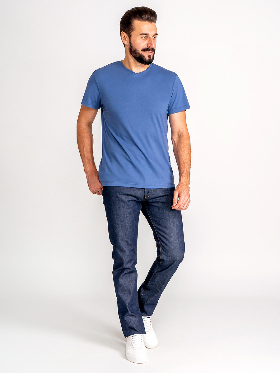 G146-RD-6035 (джинс) Футболка мужская короткий рукав