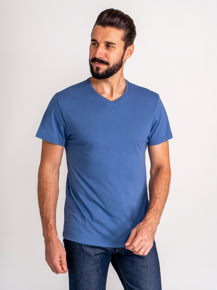 G146-RD-6035 (джинс) Футболка мужская короткий рукав