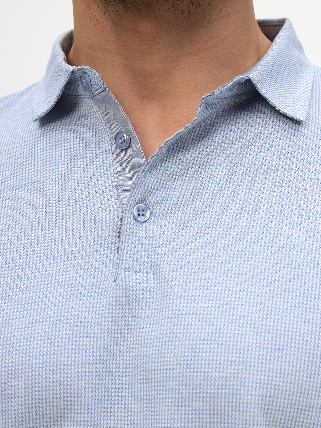 G155-TD1246-LT7328 (голубой) Джемпер мужской с воротником поло