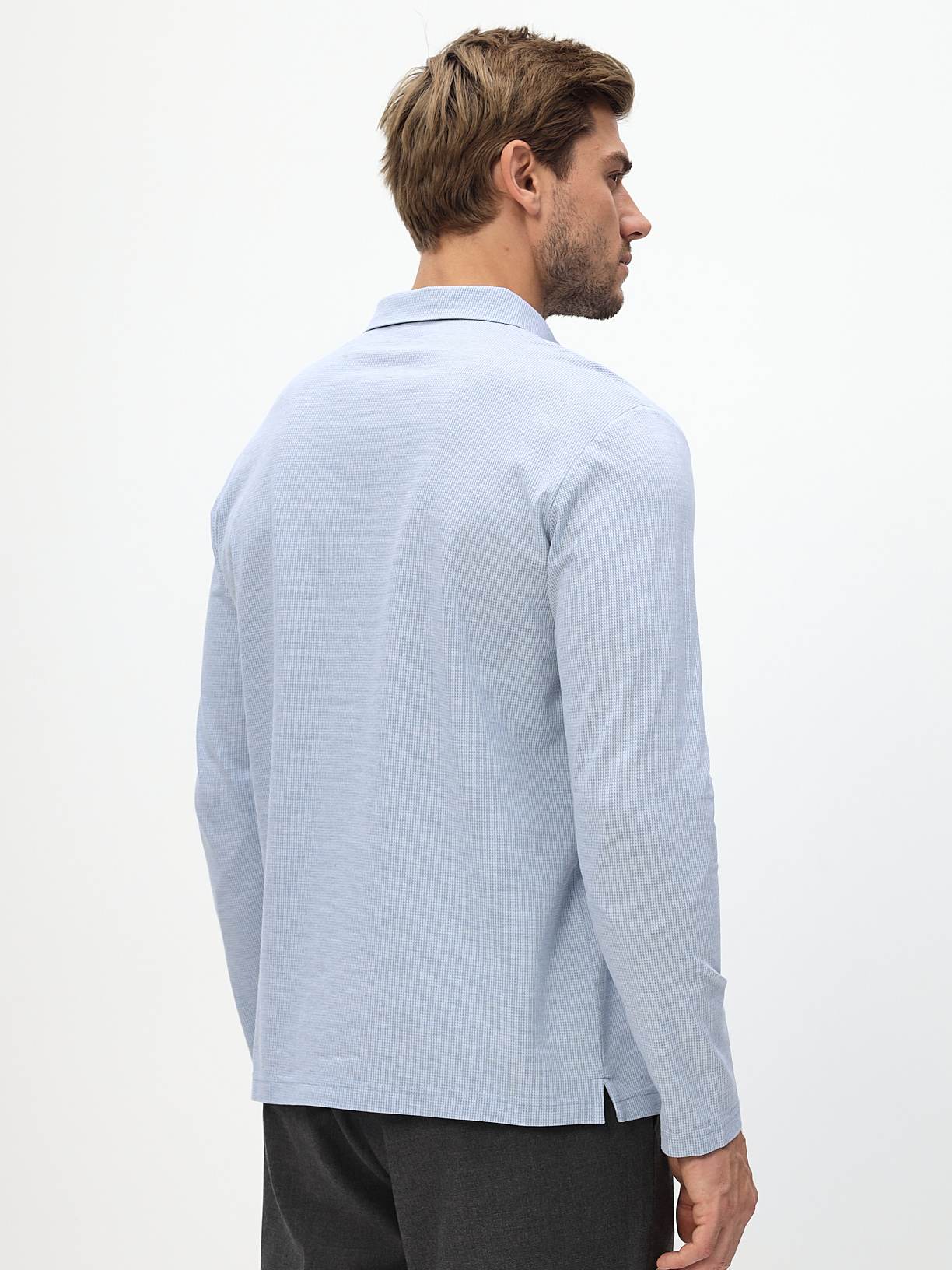 G155-TD1246-LT7328 (голубой) Джемпер мужской с воротником поло