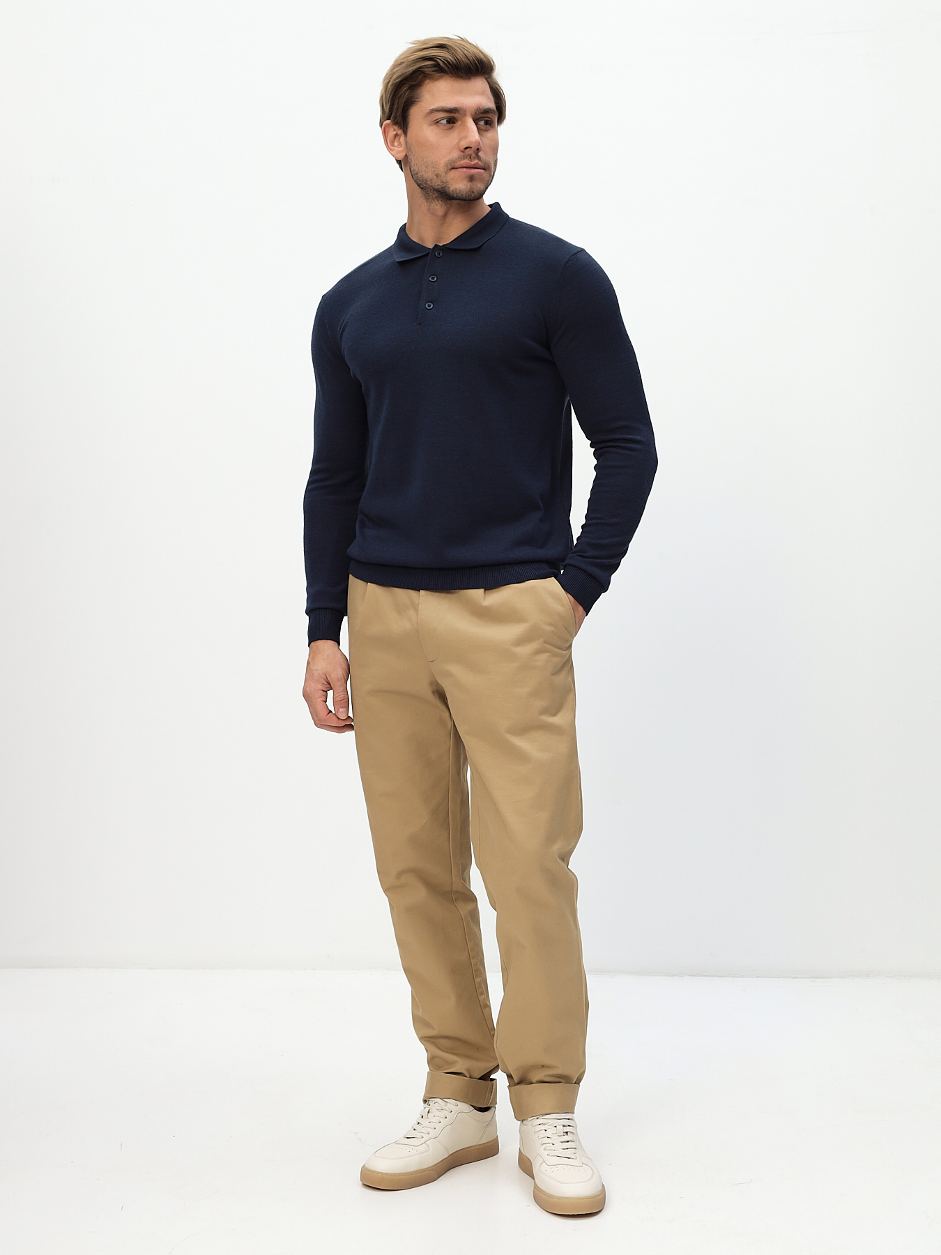 G128-CT 125278(т. джинс) Джемпер мужской с воротником поло