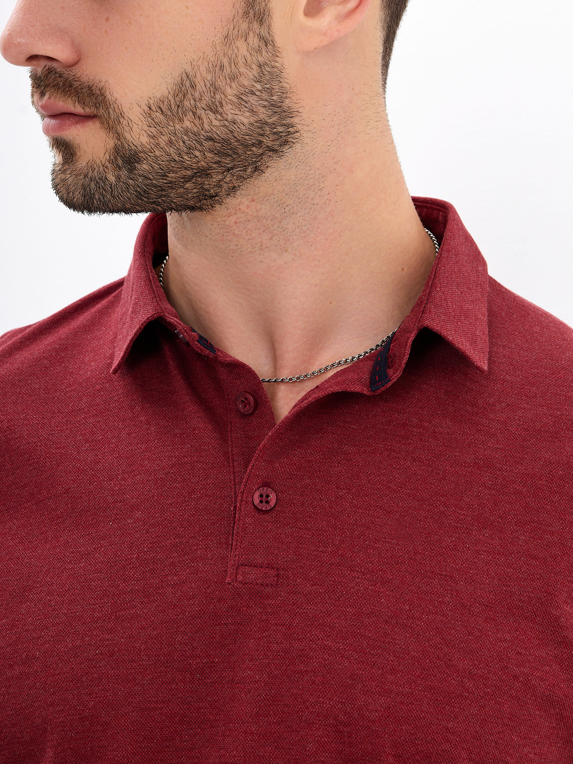 G155-PM14T-LT7326 (бордо) Джемпер мужской с воротником поло