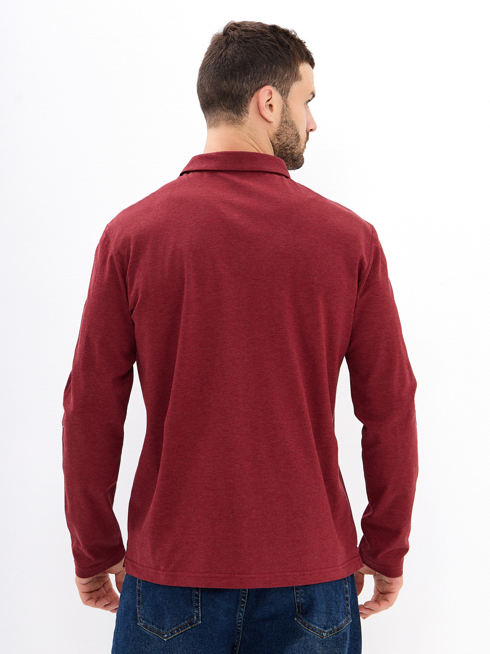 G155-PM14T-LT7326 (бордо) Джемпер мужской с воротником поло