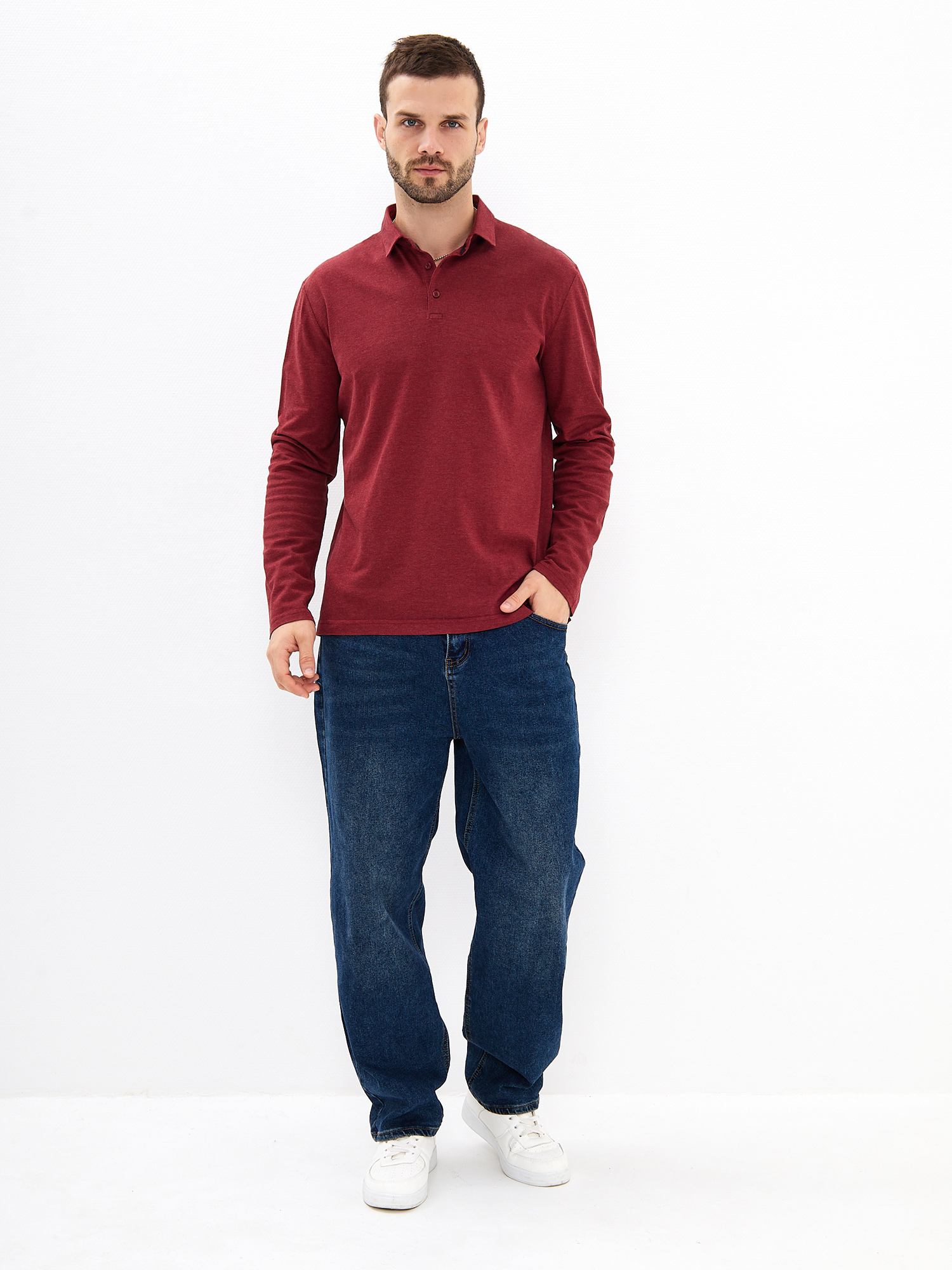 G155-PM14T-LT7326 (бордо) Джемпер мужской с воротником поло