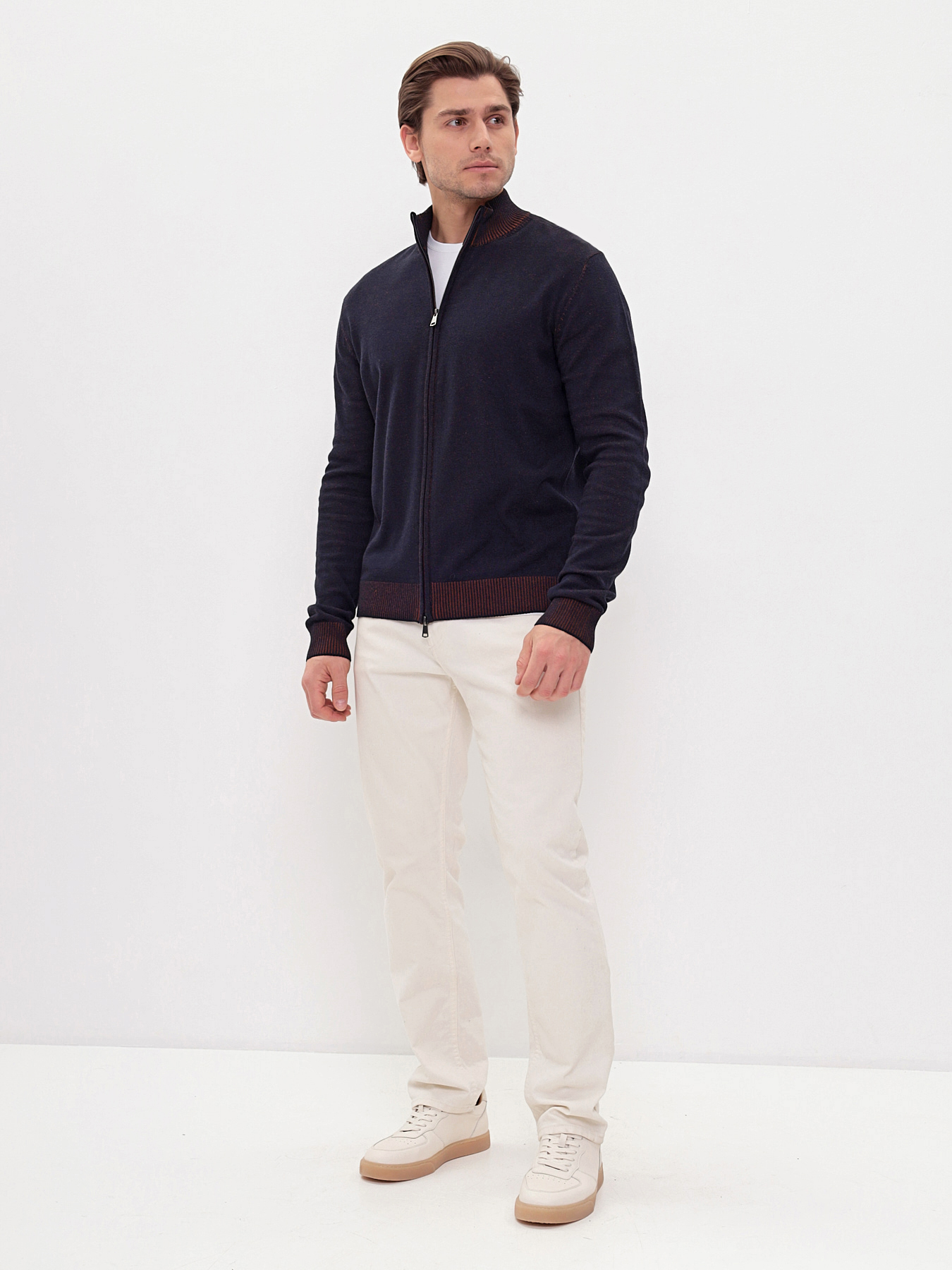 G139-60PC ванизе (т.синий/охра) Кардиган мужской