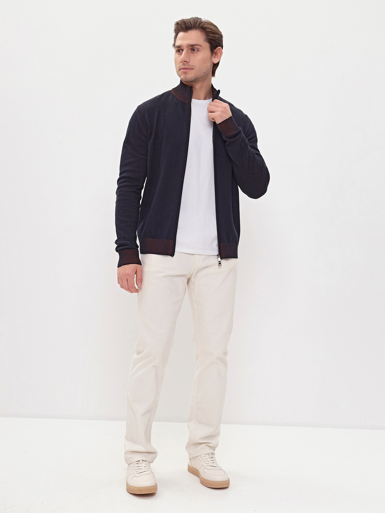 G139-60PC ванизе (т.синий/охра) Кардиган мужской