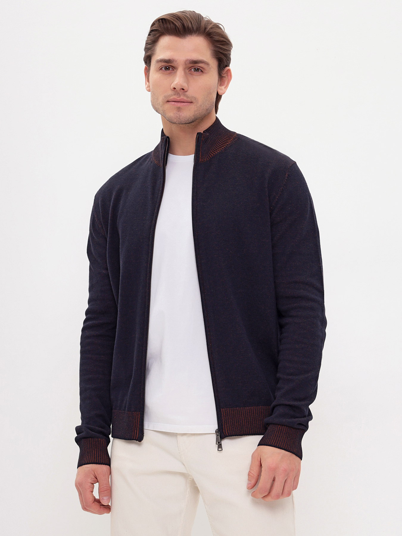 G139-60PC ванизе (т.синий/охра) Кардиган мужской