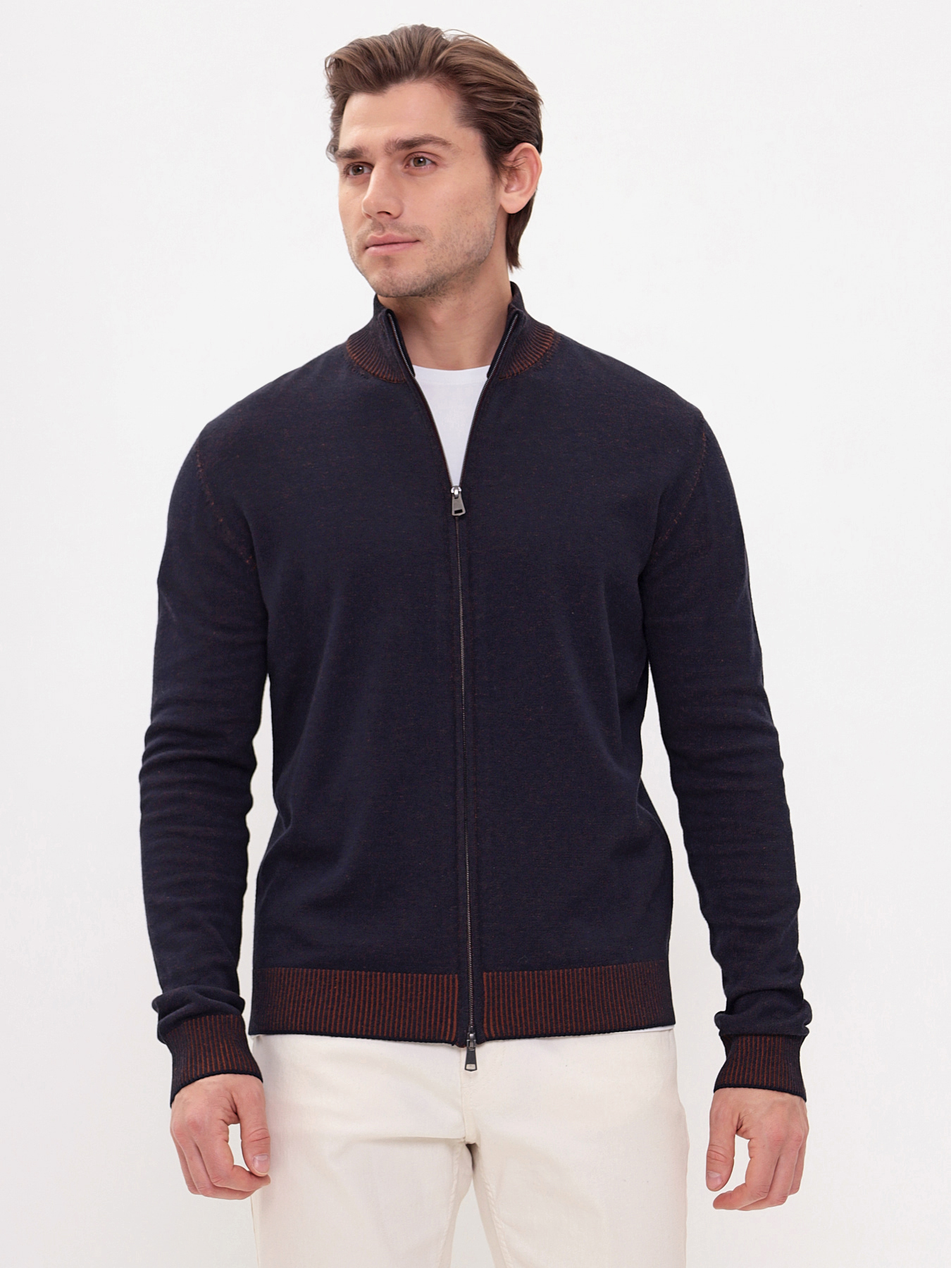 G139-60PC ванизе (т.синий/охра) Кардиган мужской