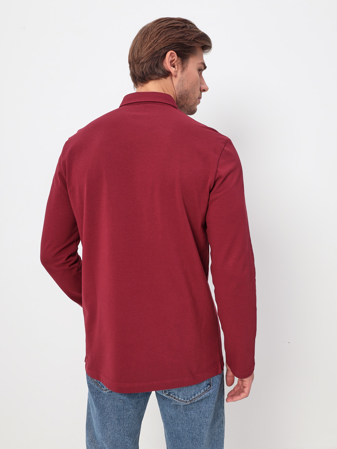G155-PO1246-CTR2085 (бордовый) Джемпер мужской с воротником поло