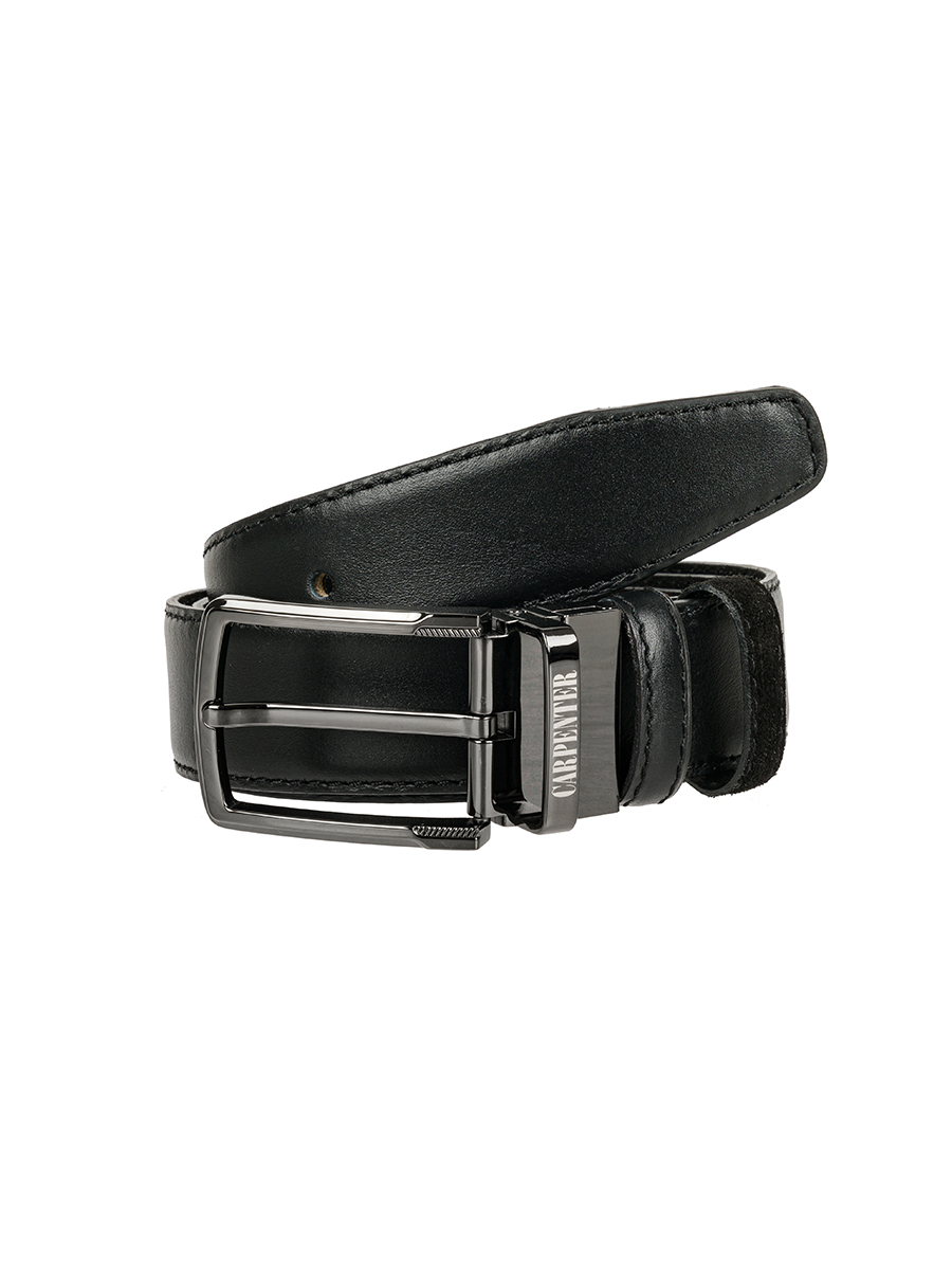 Cr46 замша/кожа двустор. черный Ремень кожаный мужской