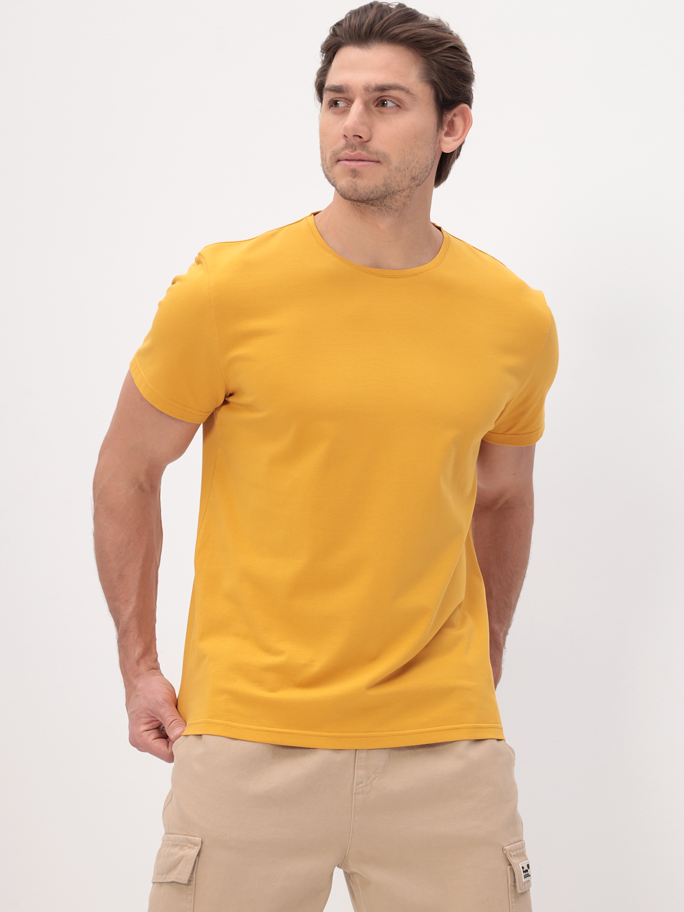 G145-KO-SA-S5122 (т.желтый) Футболка мужская короткий рукав