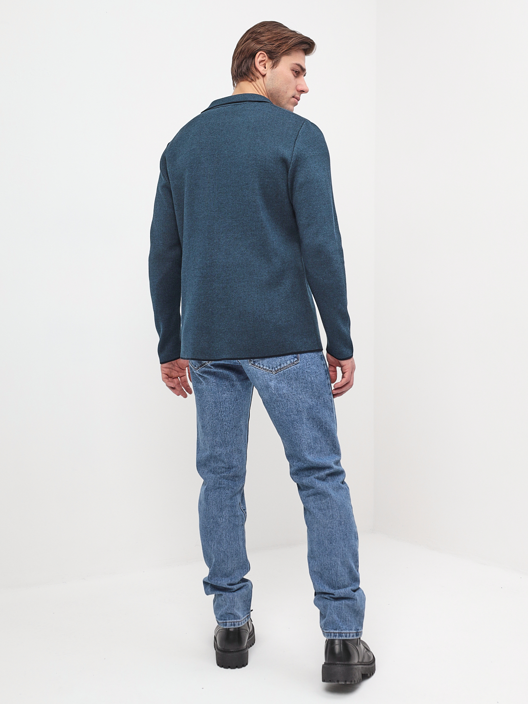 G136-KF-жаккард (бирюза 335) Кардиган мужской