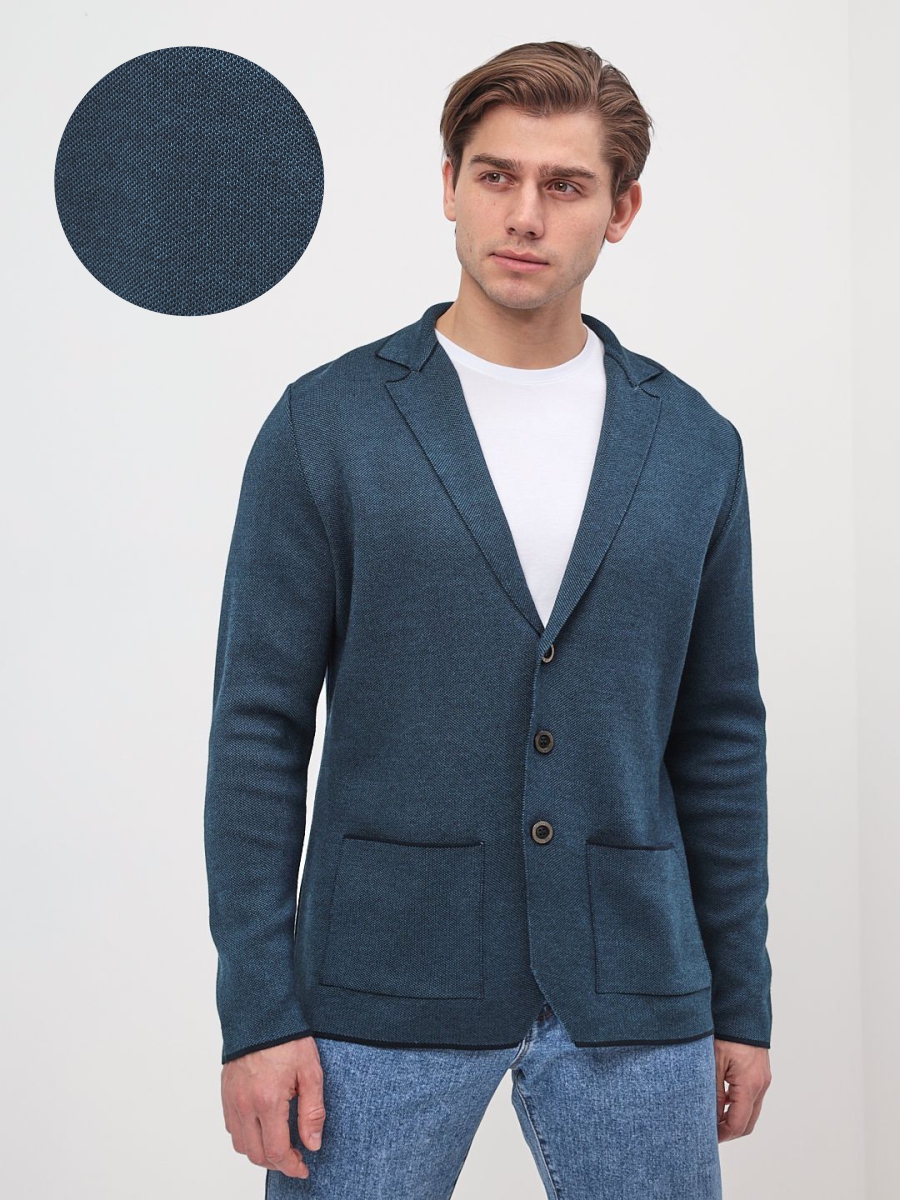 G136-KF-жаккард (бирюза 335) Кардиган мужской