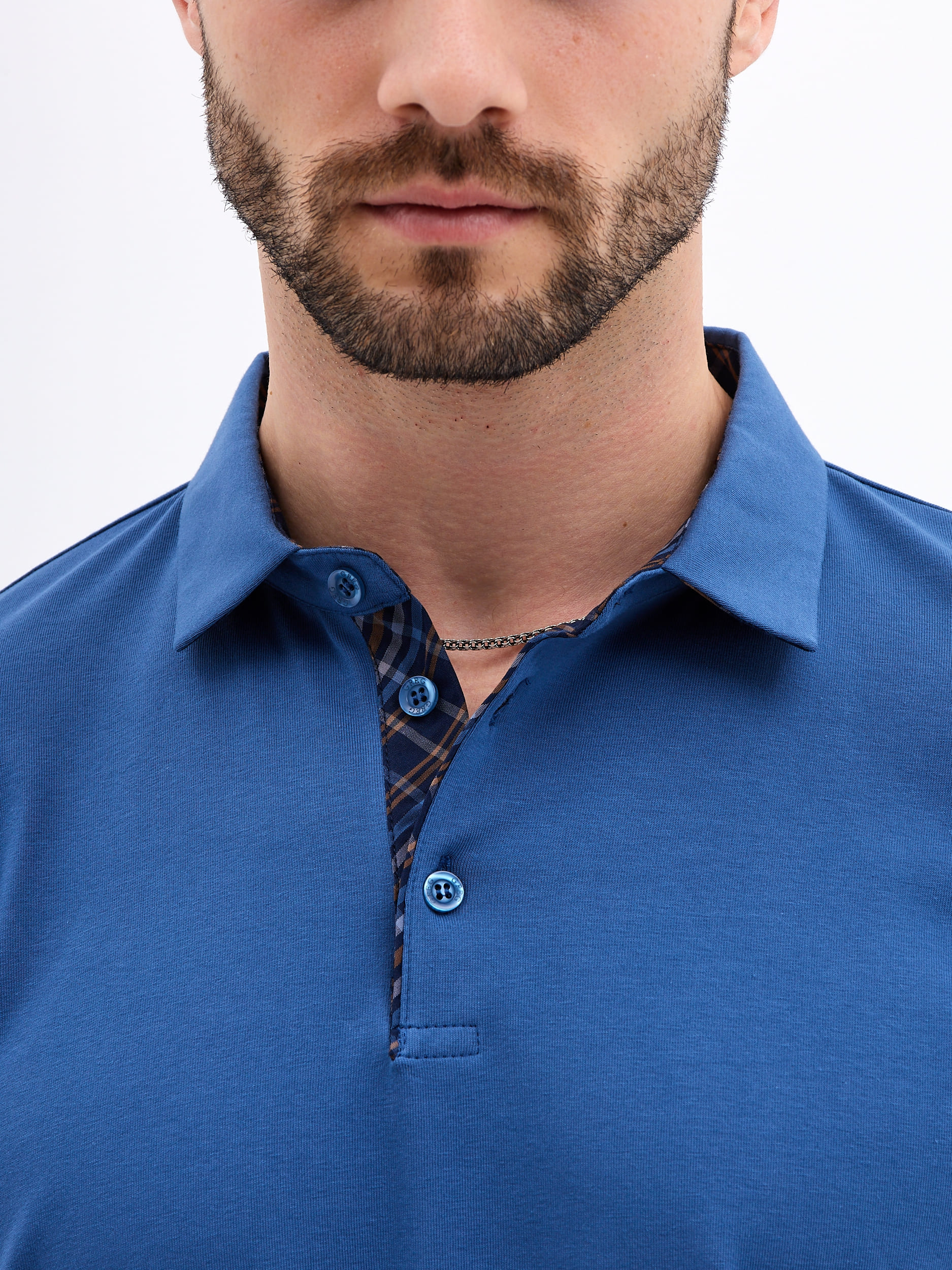 G155-KO1246-SA5121 (т.джинс) Джемпер мужской с воротником поло