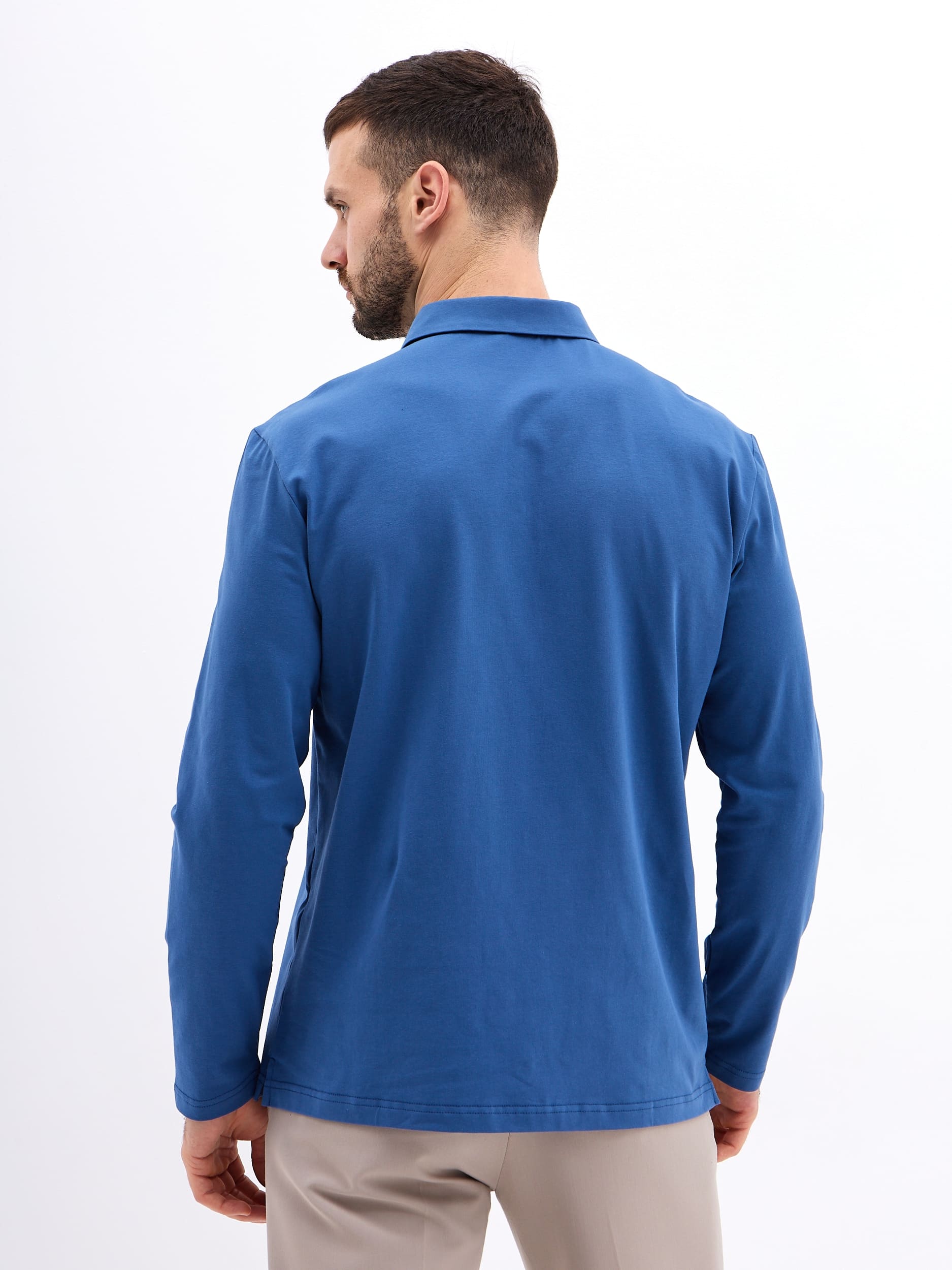 G155-KO1246-SA5121 (т.джинс) Джемпер мужской с воротником поло