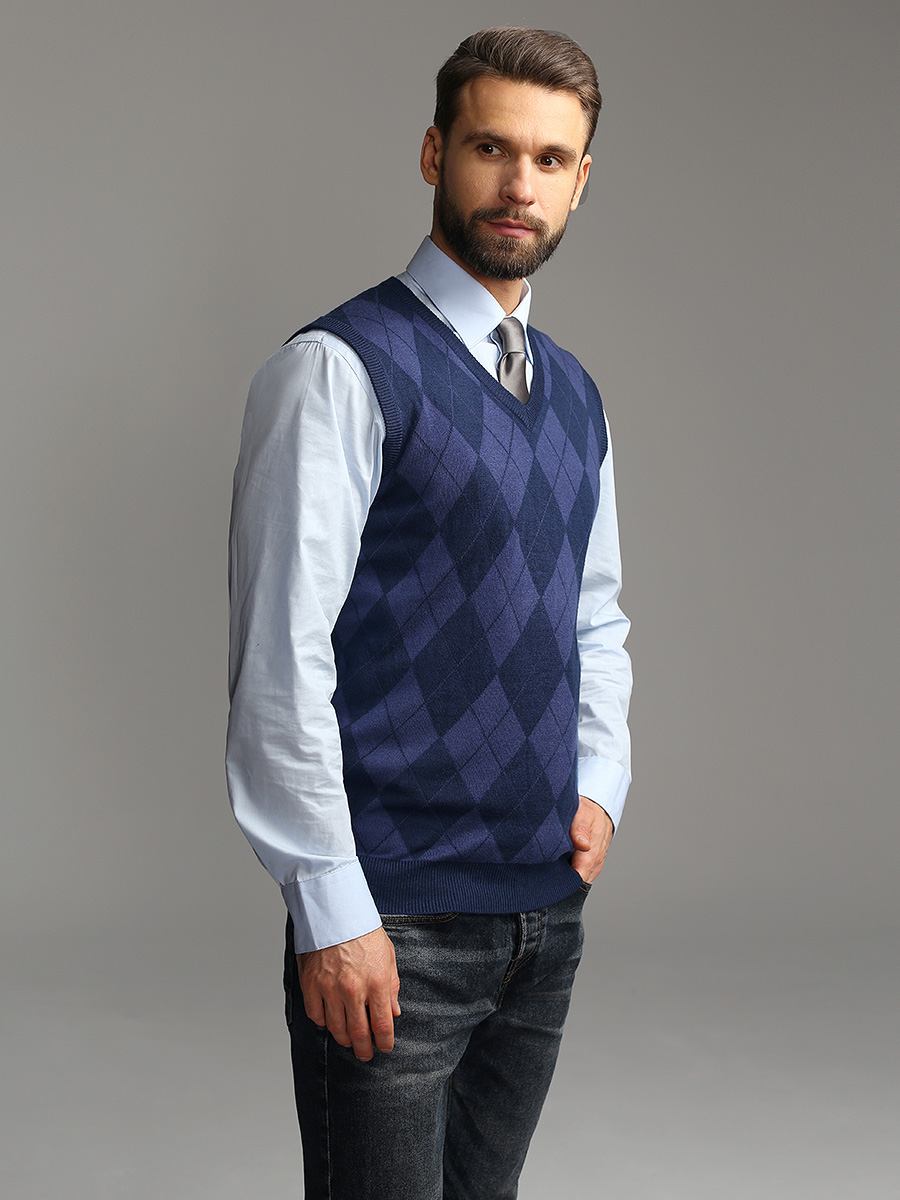 G125-12-ромб (синий) Жилет мужской