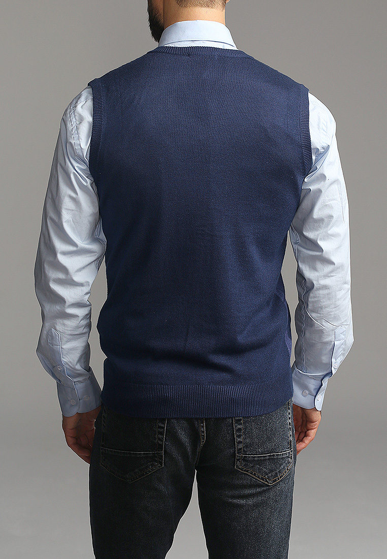 G125-12-ромб (синий) Жилет мужской