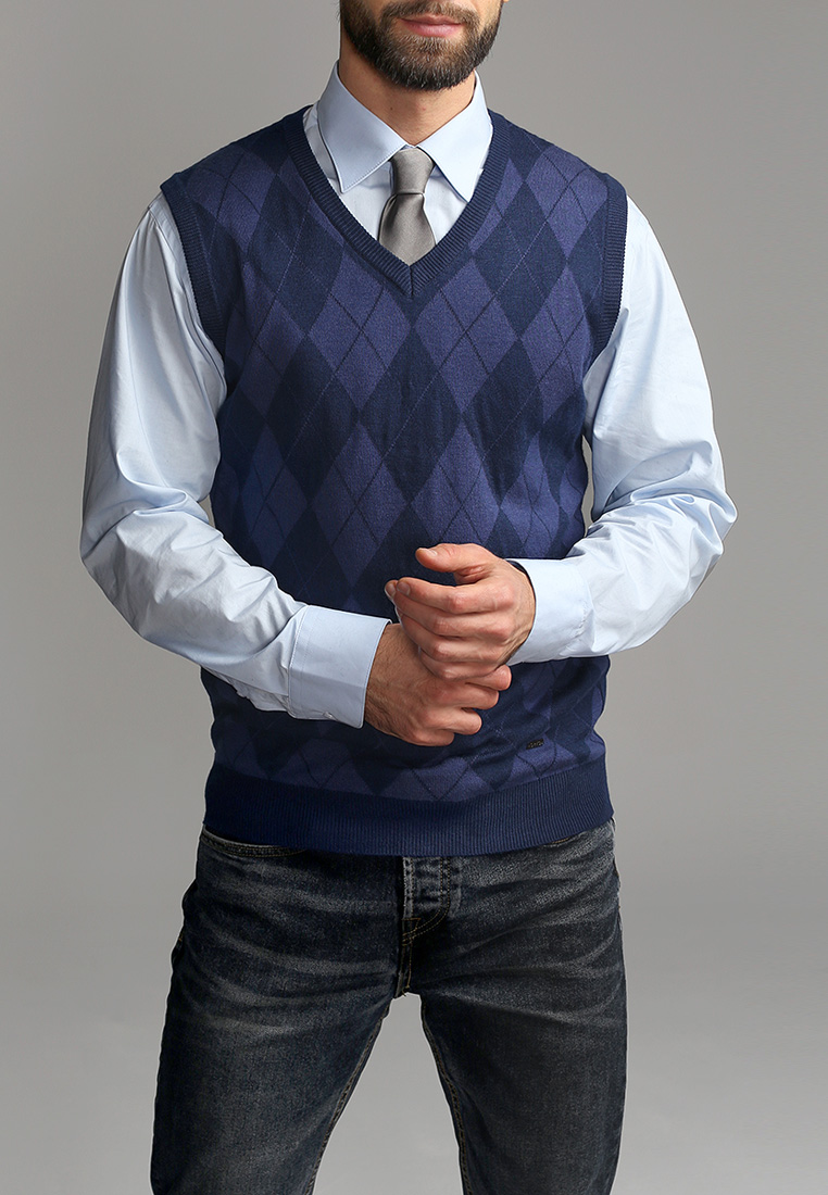 G125-12-ромб (синий) Жилет мужской