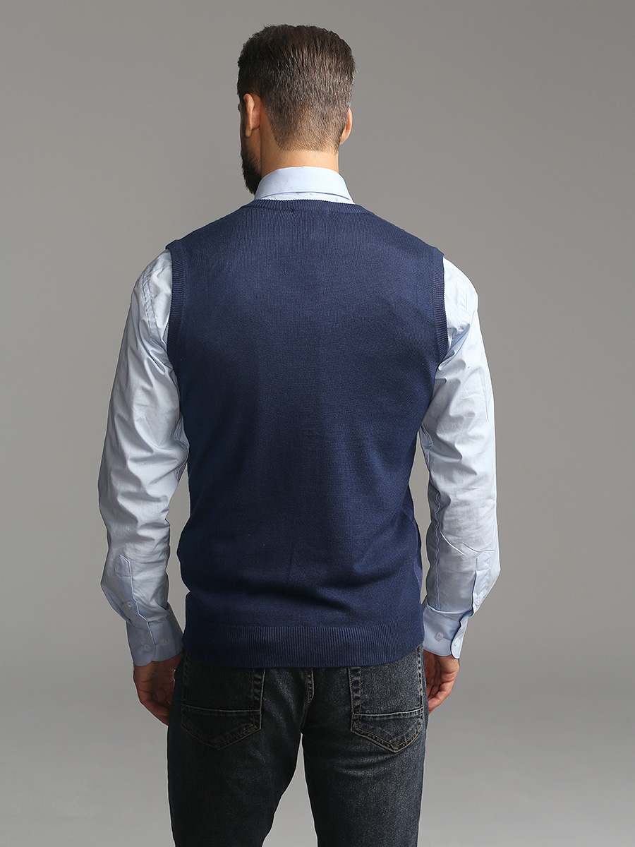 G125-12-ромб (синий) Жилет мужской