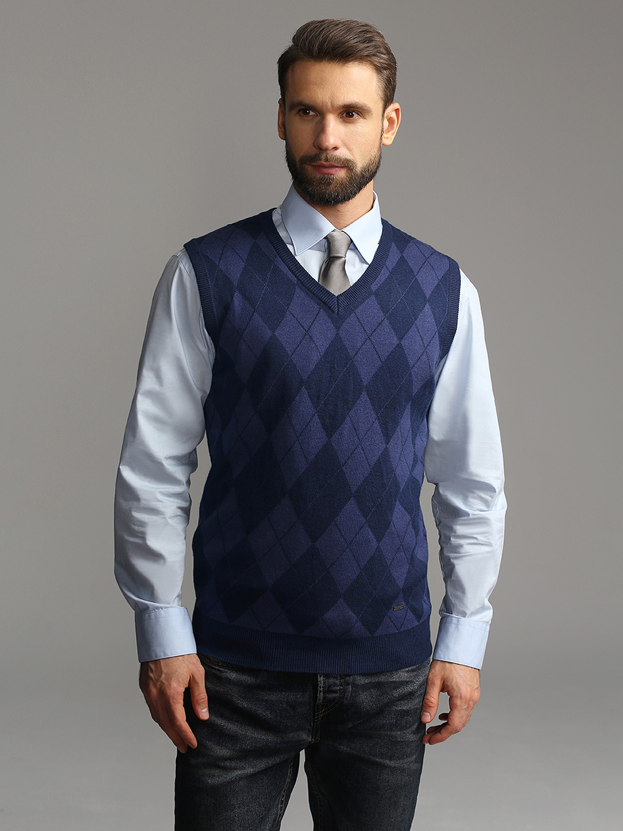G125-12-ромб (синий) Жилет мужской