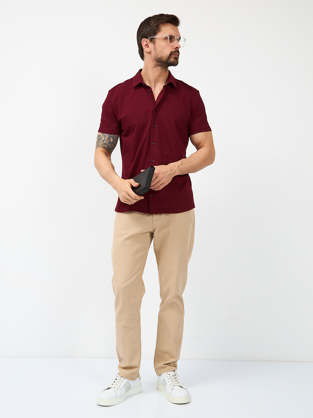 G158ZR-PO1T-SA2081 (бордо) Рубашка трикотажная мужская короткий рукав