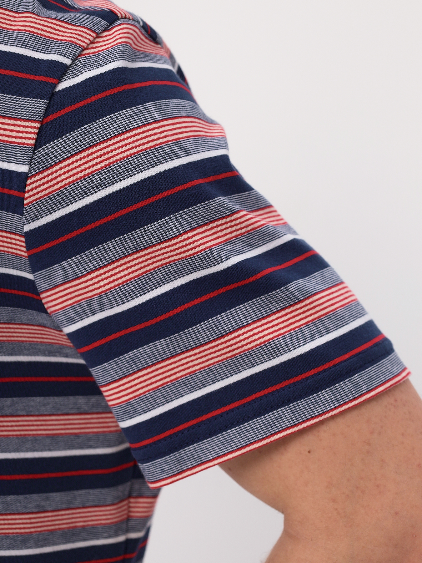 G143-KD1246T-HS050 (сине-кр.полоска) Рубашка трикотажная мужская короткий рукав