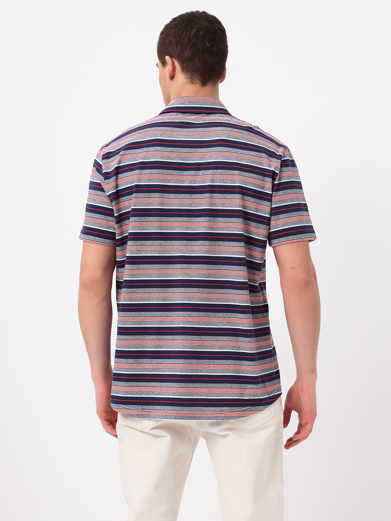 G143-KD1246T-HS050 (сине-кр.полоска) Рубашка трикотажная мужская короткий рукав