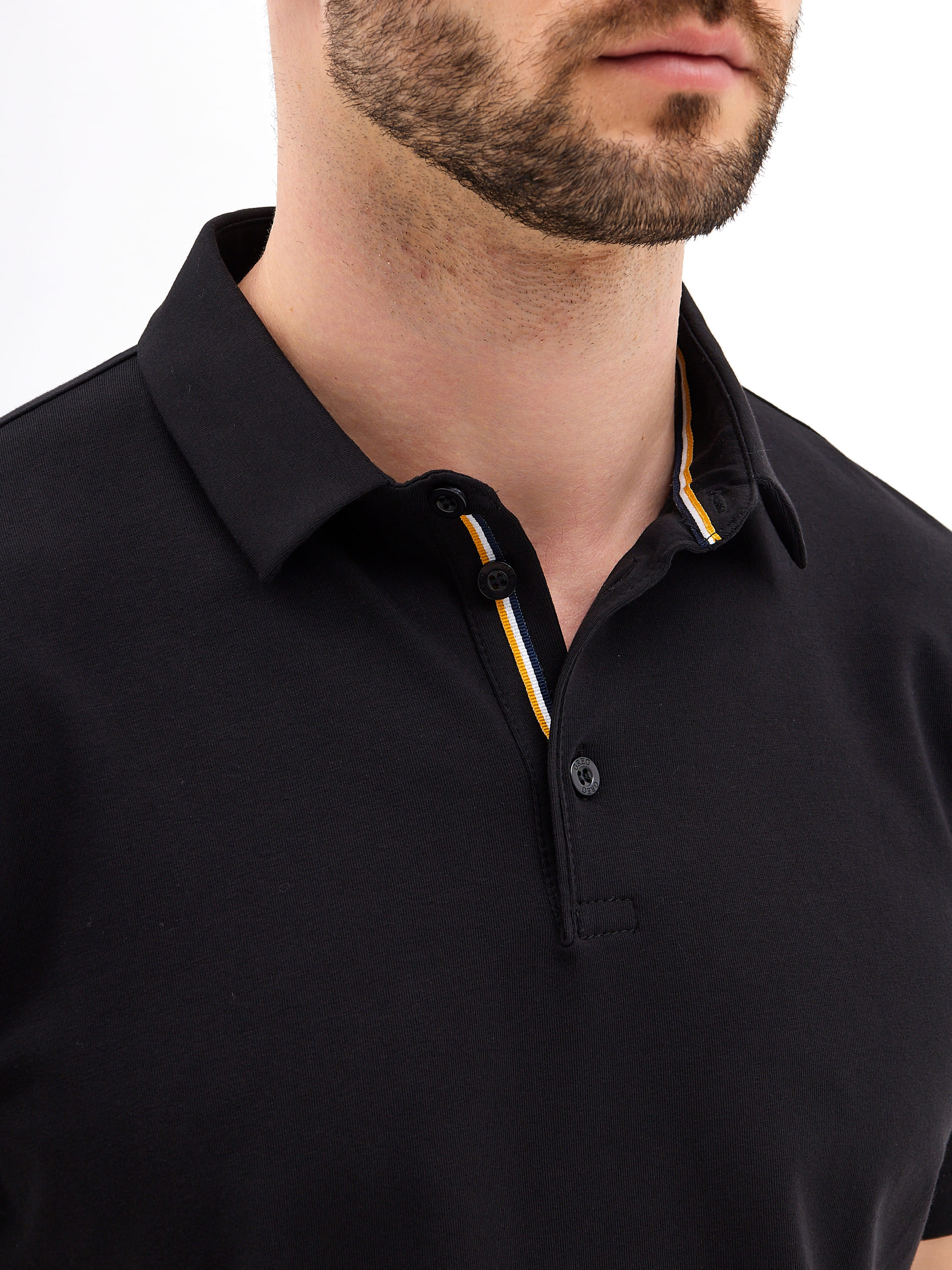 G144-KO124T-SAS5111 (черный) Джемпер мужской с воротником поло короткий рукав