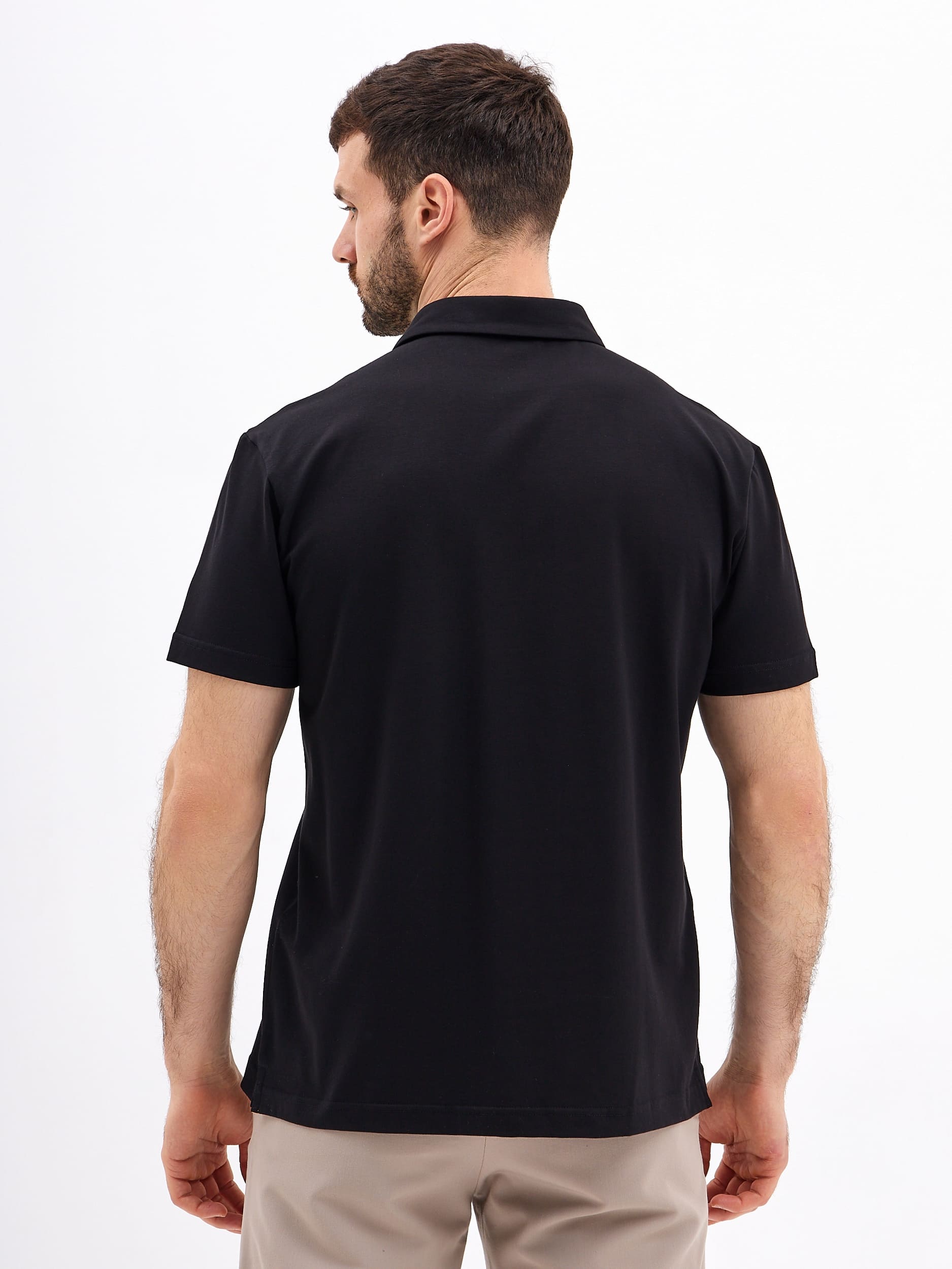 G144-KO124T-SAS5111 (черный) Джемпер мужской с воротником поло короткий рукав