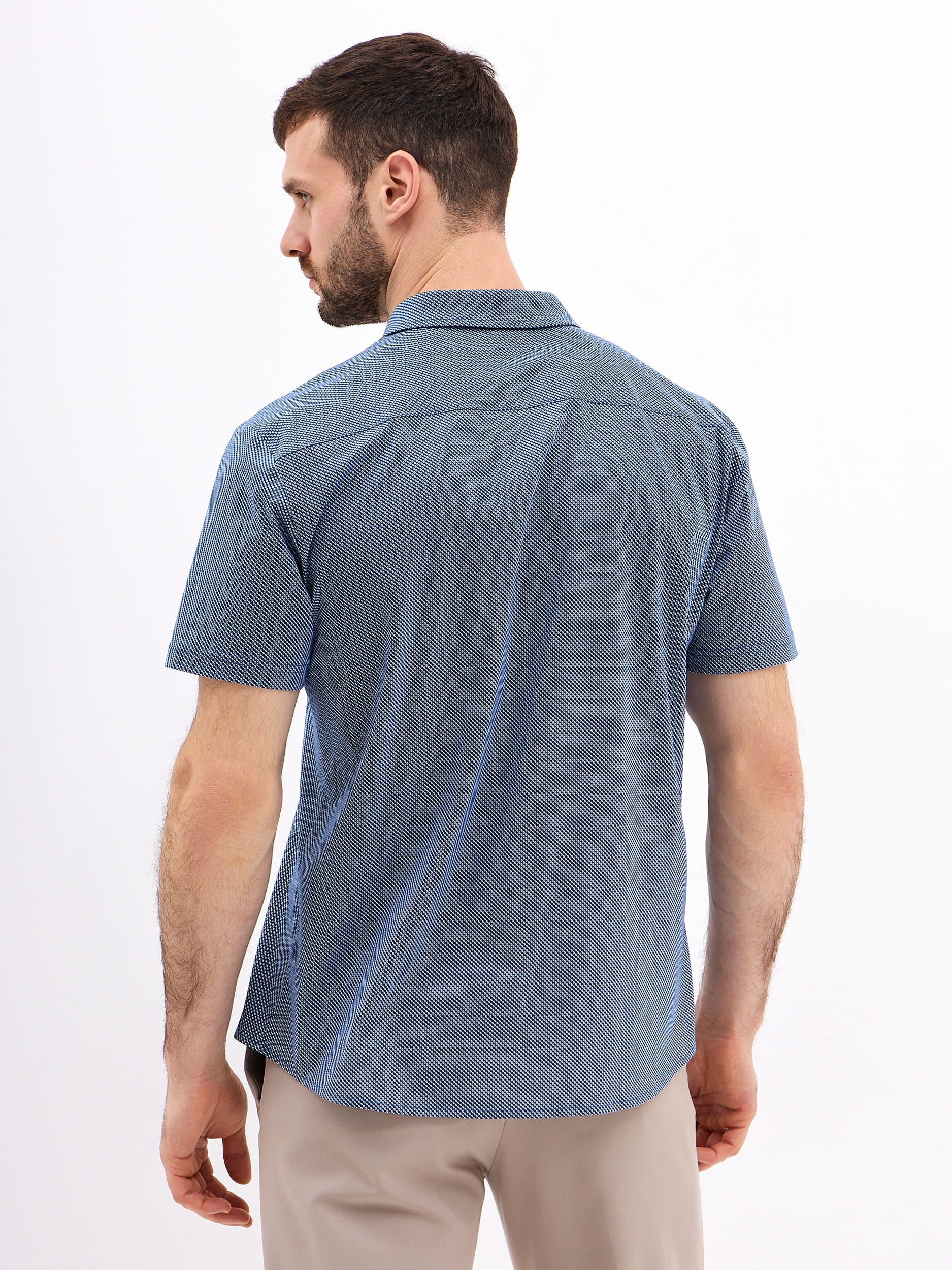 G143-TD1-LT4617 (синий) Рубашка мужская короткий рукав