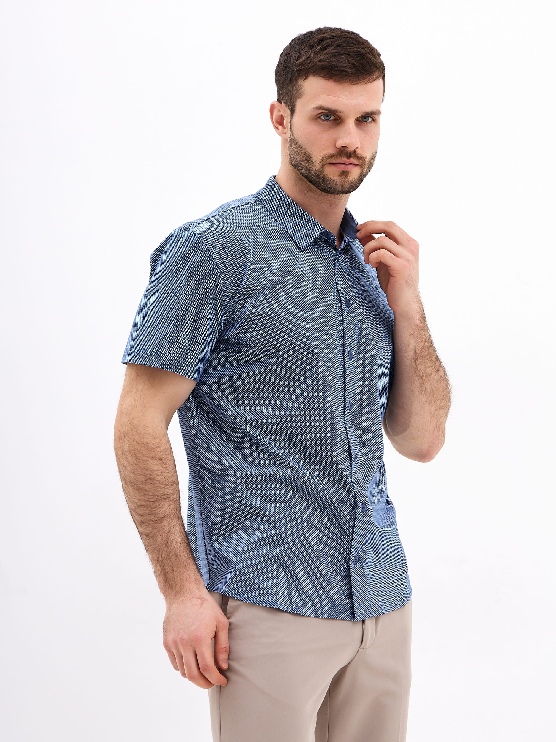 G143-TD1-LT4617 (синий) Рубашка мужская короткий рукав