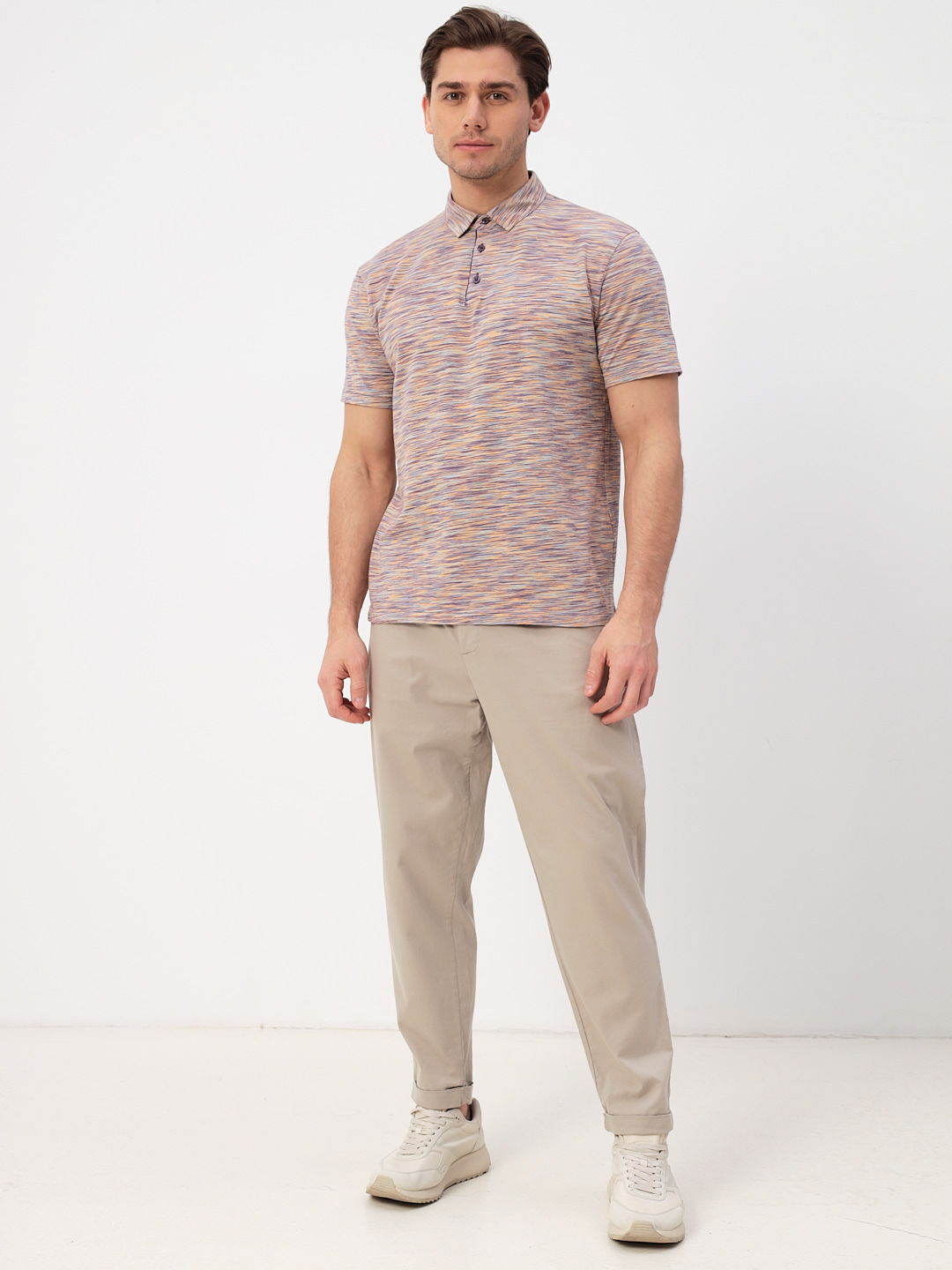 G144-KM1246T-OR1040 (оранжевый) Джемпер мужской с воротником поло короткий рукав