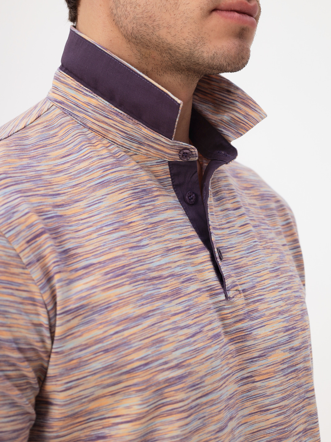 G144-KM1246T-OR1040 (оранжевый) Джемпер мужской с воротником поло короткий рукав