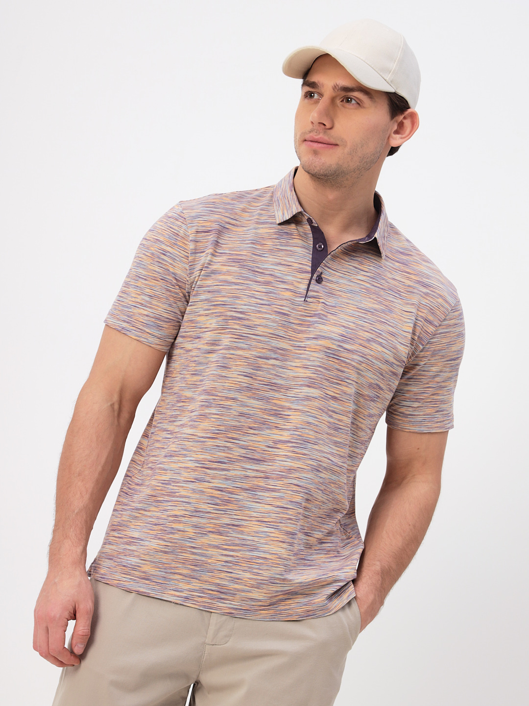 G144-KM1246T-OR1040 (оранжевый)_V Джемпер мужской с воротником поло короткий рукав