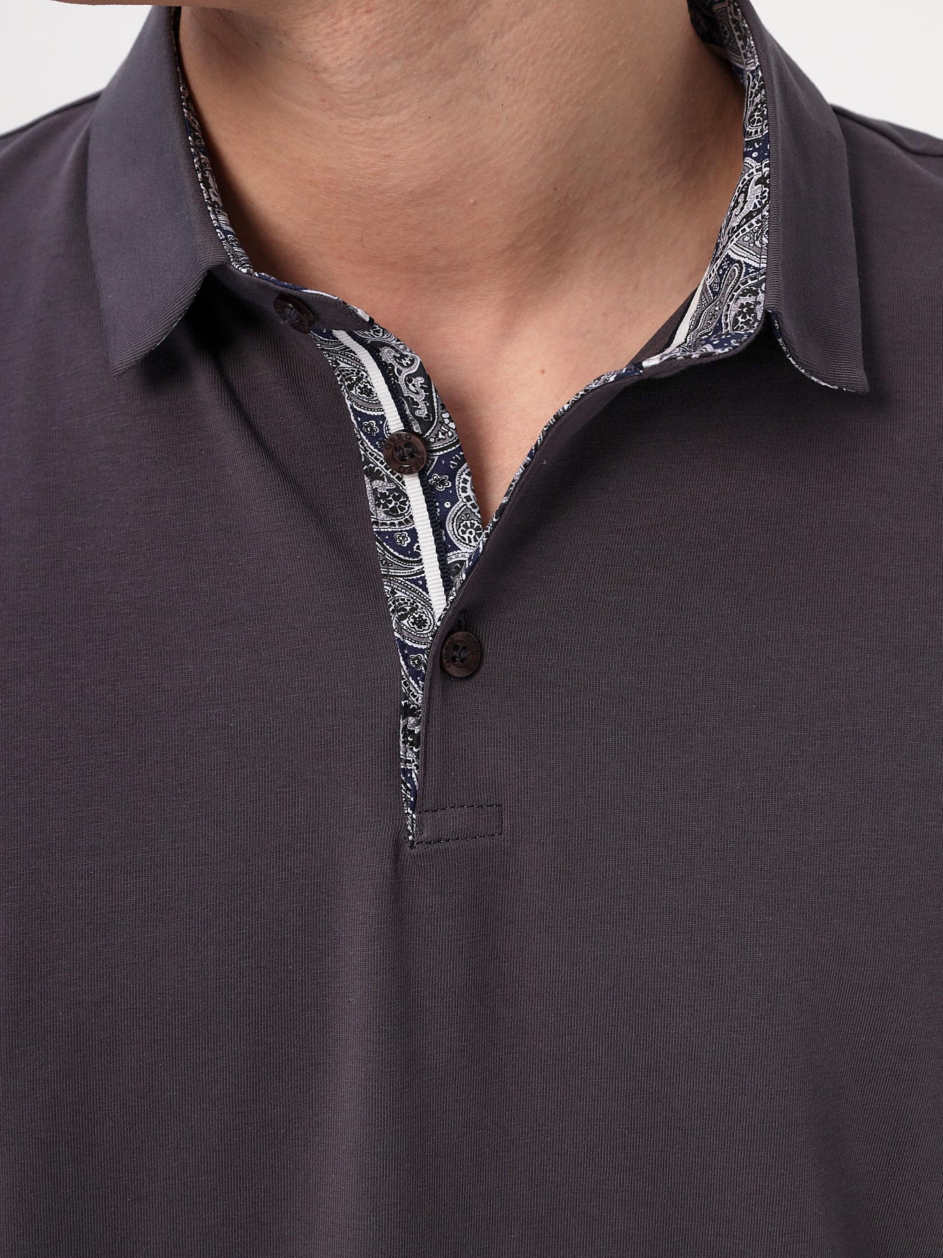 G144-KO1246T-SAS5095 (серый) Джемпер мужской с воротником поло короткий рукав