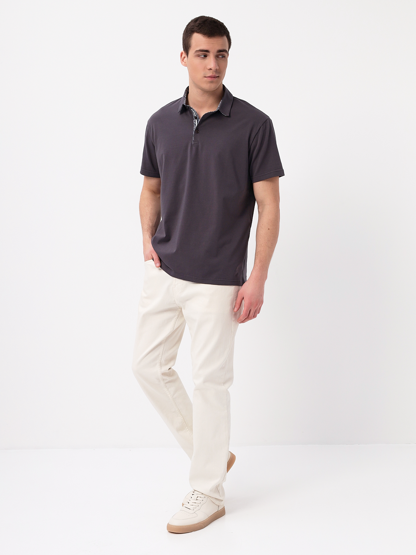 G144-KO1246T-SAS5095 (серый) Джемпер мужской с воротником поло короткий рукав