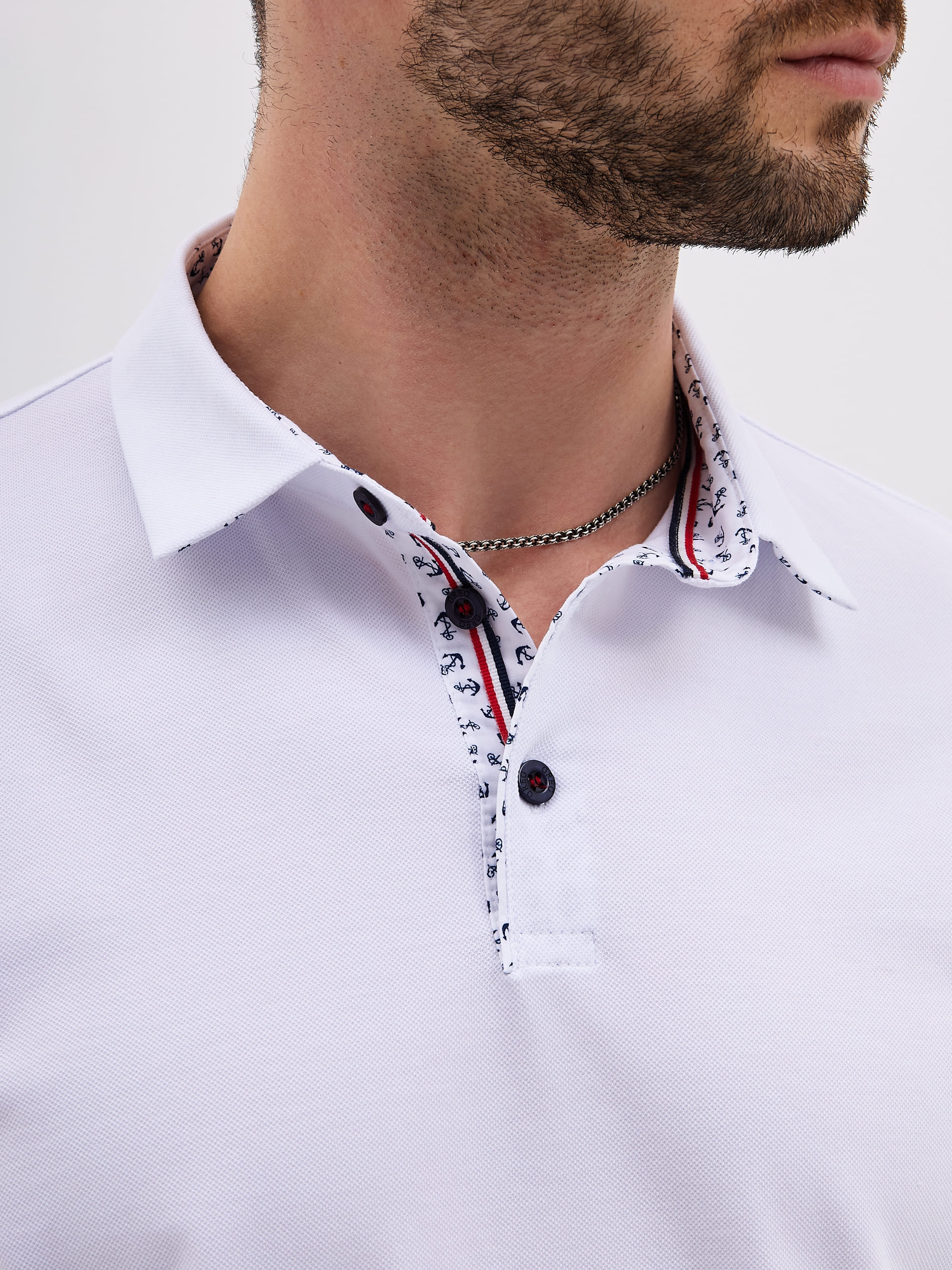 G144-PO1246T-SA5000-1 (белый) Джемпер мужской с воротником поло короткий рукав