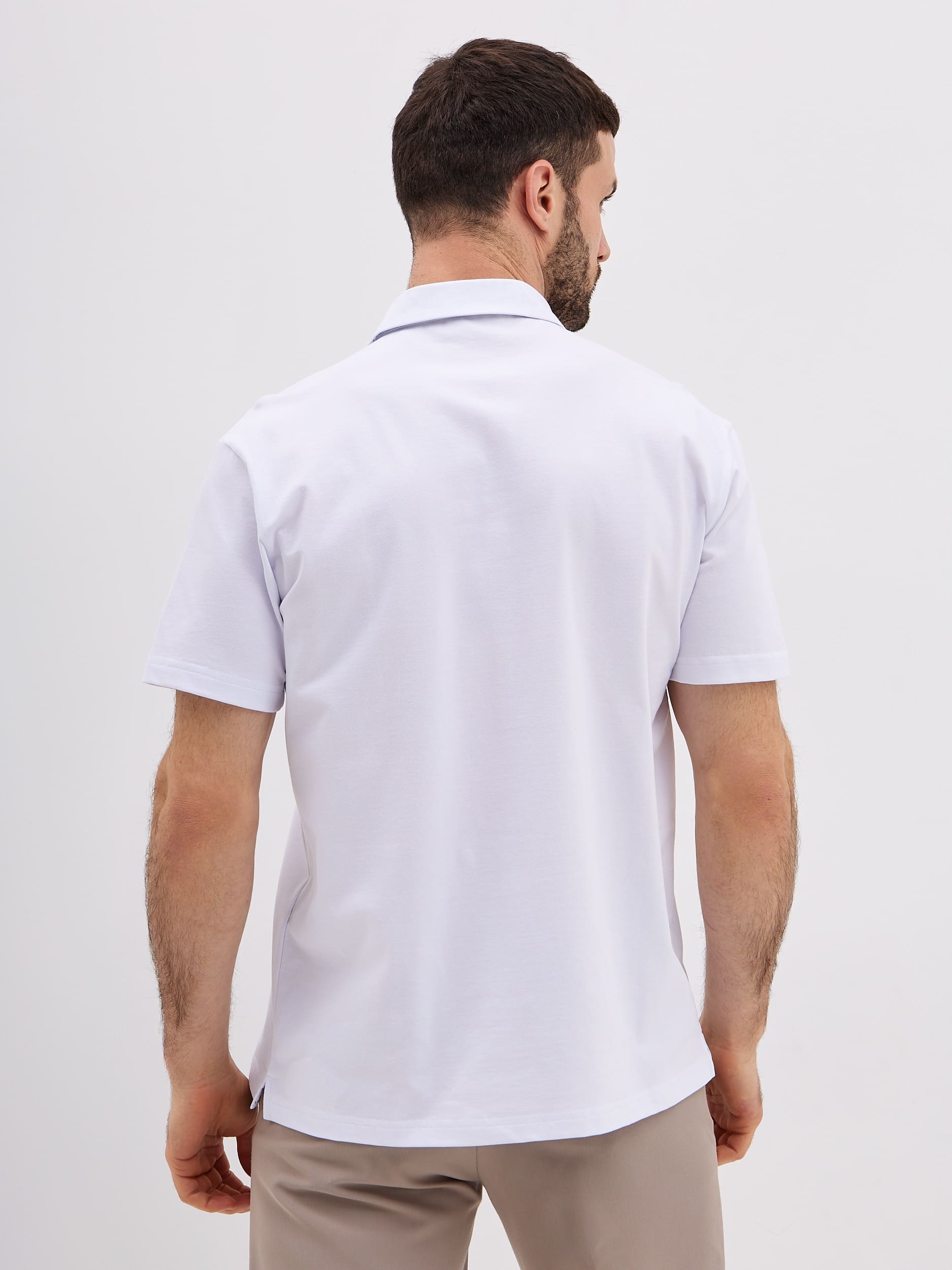 G144-PO1246T-SA5000-1 (белый) Джемпер мужской с воротником поло короткий рукав