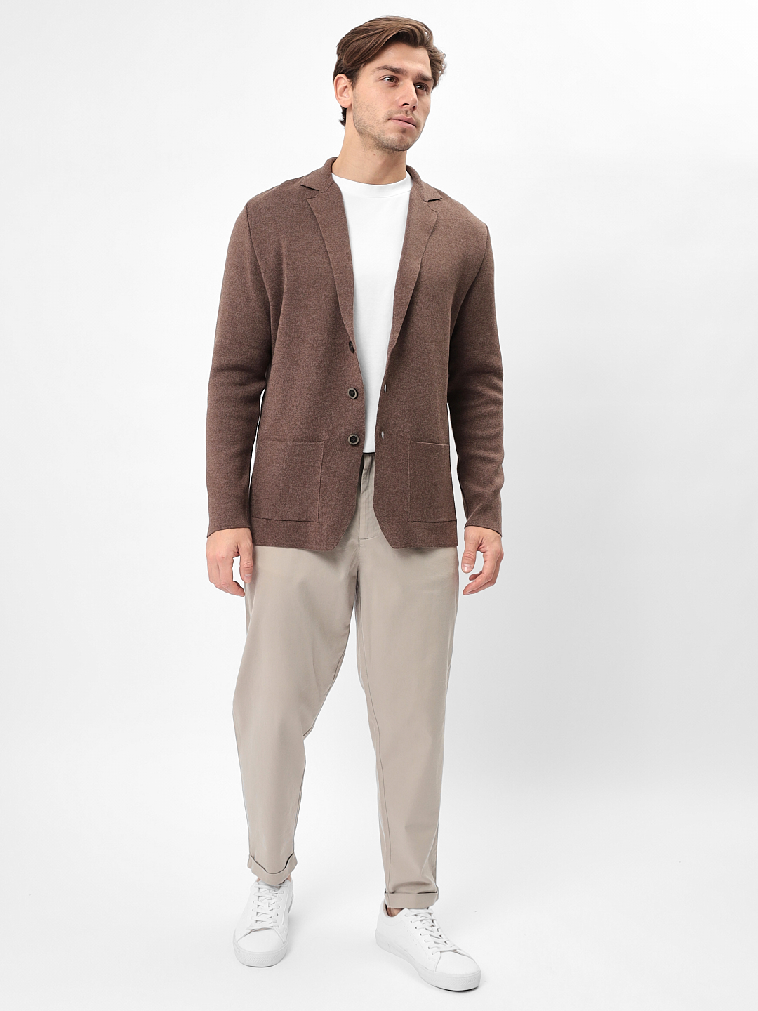 G136-KF-коричневый 525 Кардиган мужской