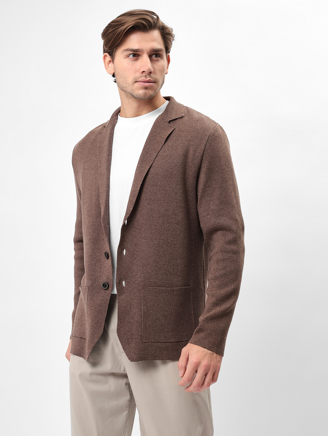 G136-KF-коричневый 525 Кардиган мужской