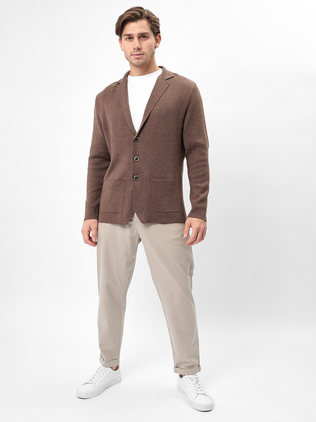 G136-KF-коричневый 525 Кардиган мужской